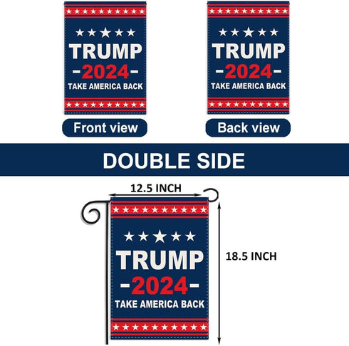 ERT Donald Trump 2024 Garden Flag Double Sided 12X18 Inch Outdoor Take America Great Flag President Flags MAGA...