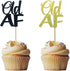 Morndew 24 PCS Black Gold Glitter Old AF Cupcake Toppers for Birthday Party Wedding Party Decorations...