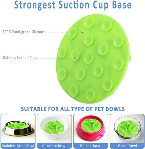 2-In-1Plastic Dog Bowl with Silicone Slow Feeder Insert, Silicone Puppy Slow Feeder Bowl with Suction Cups for Small, Medium and Large Dogs & Cats...