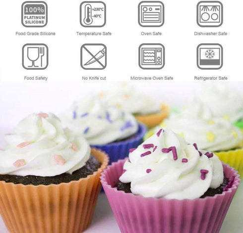 Silicone Cupcake Liners Reusable Silicone Baking Cups Nonstick Muffin Molds Easy Clean Silicone Muffin Liners, 24 Pieces in 8 Rainbow Colors...