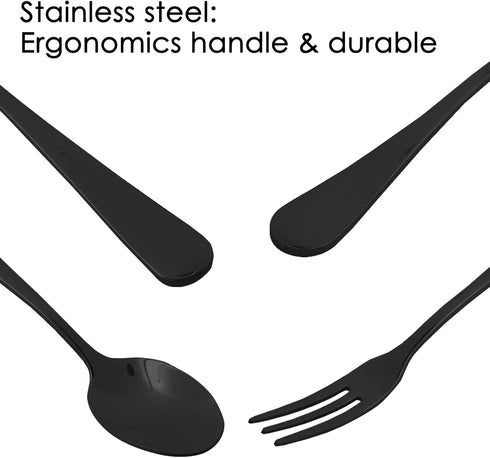 16 Pieces Black Demitasse Espresso Spoon (4 inch) and Stainless Steel Forks (4.8 inch), DaKuan Mini Coffee Spoons & Cake Forks for Dessert, Tea, A...