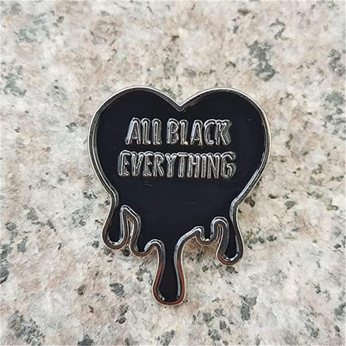 All Black Everything Heart Brooch Black Magic Words Badge Enamel Lapel Pin DIY Clothes Schoolbag Decoration Club Party Lover Girls Women Gift...