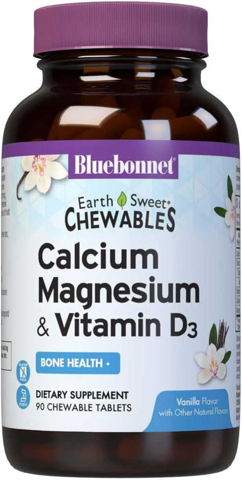 Bluebonnet Nutrition Calcium Magnesium Plus Vitamin D3 Earthsweet, Bone Health & Muscle Relaxation, Soy-Free, Gluten-Free, Kosher Certified, Dairy...