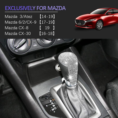 Bling Sparkly Gear Shift Knob Cover Bling Handle Cover Decorative Sticker Compatible with Mazda Accessories 2 3 6 CX3 CX5 CX8 CX9 Axela 2014-2019 ...