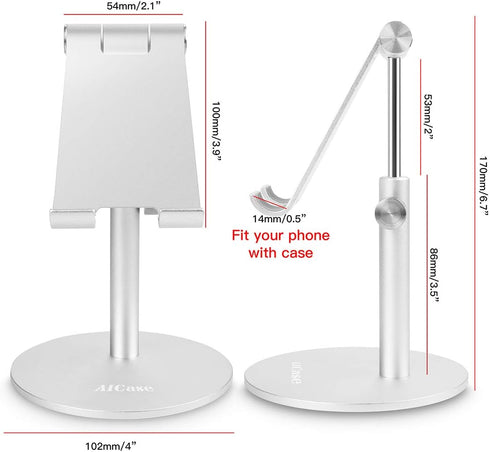 AICase Telescopic Adjustable iPad Holder,Universal Multi Angle Aluminum Stand Compatible with iPhone Smart Cell Phone/Tablet/iPad(4-13 inch), Silv...
