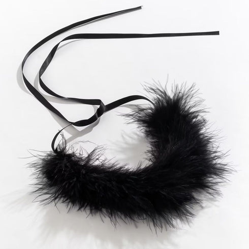 Exaggerated Multicolor Feather Choker Necklace Ribbon Fluffy Feather Collar Necklace Adjustable For Women Girls Gothic Costume Party...