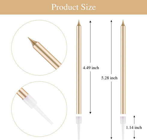 BEAN LIEVE 24-Count Birthday Candles - Long Thin Cake Candles Slow Burning Candles for Birthday, Wedding, Lucky Party Decoration (Champagne Gold)...