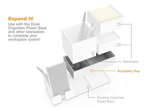 Bostitch Office Konnect Desk Organizer Accessory Tray, Wide, Stacks for Desktop Storage, White...