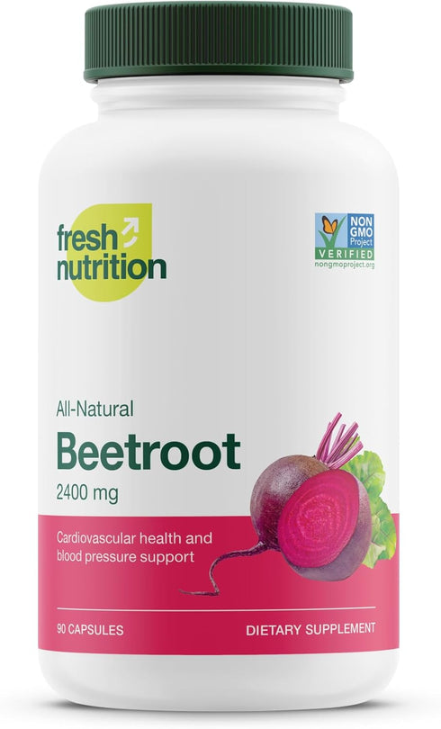 Fresh Nutrition Organic Beet Root Capsules - 2400mg Potent Dosage - Antioxidant Support - Vegan, Non GMO, Gluten-Free - 90 Capsules...