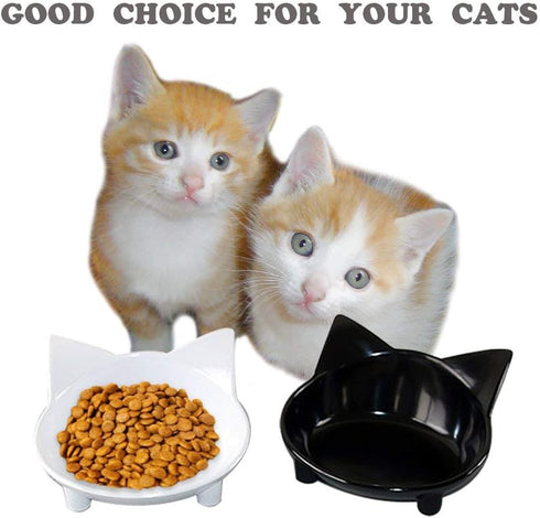 Cat Feeder - Melamine Cat Food Bowls, Set of 2, 8 oz, Whisker Relief, Non Slip, Dishwasher Safe, BPA Free, Modern Design for Small & Medium Breeds...