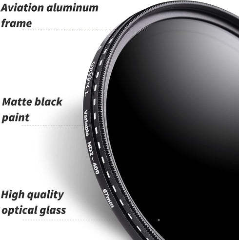82mm Variable ND Filter, Ultra Slim ND2 to ND400 (1-9 Stops) Adjustable Neutral Density Filter for Camera Lens...