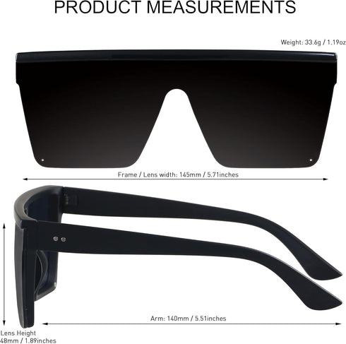 LYZOIT Square Oversized Sunglasses for Women Men Big Flat Top Fashion Shield Large UV Protection Rimless Shades...