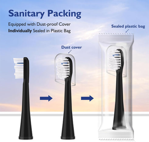 Toothbrush Heads Replacements for Water-Pik Sonic Fusion and Sonic Fusion 2.0, SF01, SF02, SF03 & SF04, Transparent Bristles, Original Shape with ...