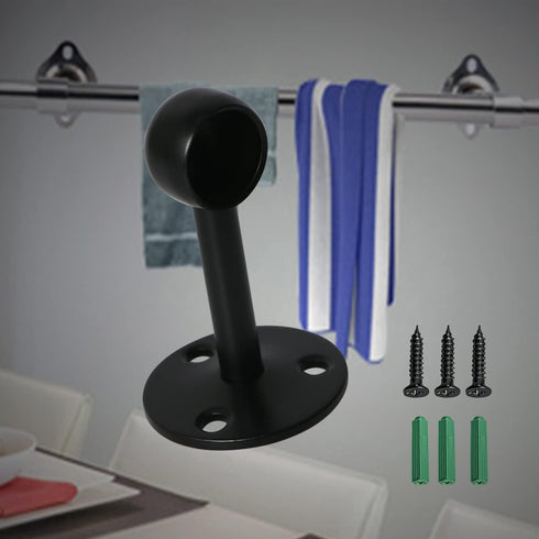 Aopin Closet Rod Brackets with Matte Black Finish - 19mm / 0.75" Wardrobe Supports, Curtain End Flange Holder - Stainless Steel Closet Pole Socket...