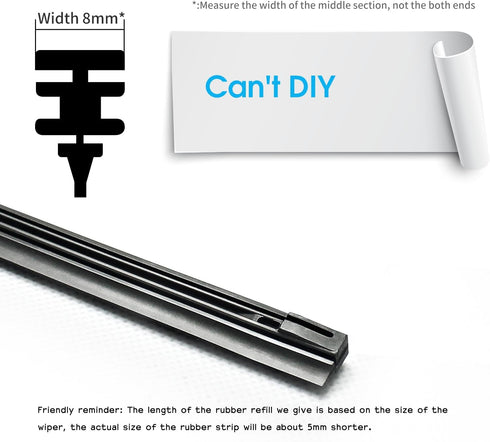 ASLAM Wiper Blade Refills 26" 8mm for Conventional Frame Windshield Wipers(Set of 2)...