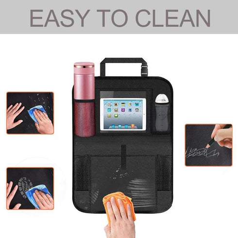 Car Backseat Organizer 2 Pack, Car Seat Back Organizers Storage Kick Mat Seat Protector, Car Seat Back Protectors with Clear 10" Tablet Holder + 5...