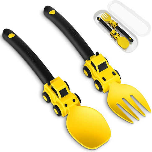 Construction Toddler Utensils - Toddler Forks and Spoons - Kids Spoon and Fork Set - Suitable for Kids Utensils - Baby Utensils, Portable Utensils...