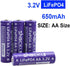4 Pack- Shockli AA 3.2V LiFePo4 650mAh Battery, AA 3.2V Solar Rechargeable Batteries - Ideal for Solar Garden Light...