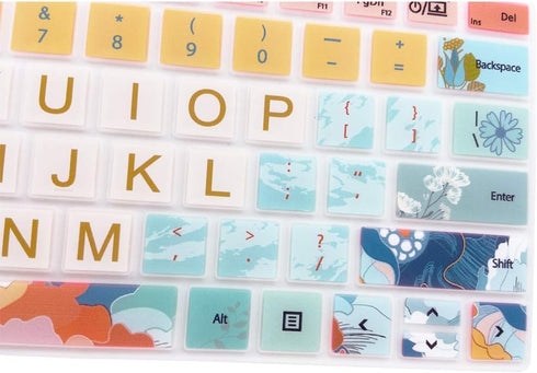 Keyboard Cover for Microsoft Surface Laptop 2017/Laptop 2 2018, Surface Book 2 13.5" and 15", Silicone Skin Protector with Floral & Big Letter Des...