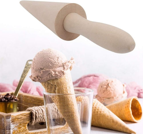 Ice Cream Cone Mold, Wooden Waffle Cone Roller, 9.1in Pizzelle Roller Cone Wooden Waffle Cone Roller Baking Pastry Roll Waffle Cone Baking Tool...