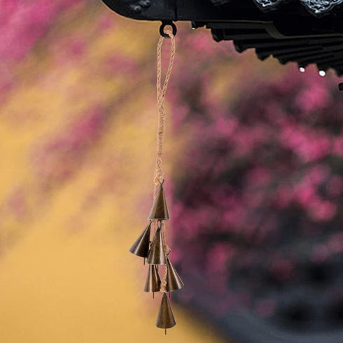 GANAZONO Outdoor Decor Witch Bells Door Knob Hanger Wind Chimes Hanging Bells with Rope Wreath Handmade Handicrafts Rustic Witchcraft Supplies for...
