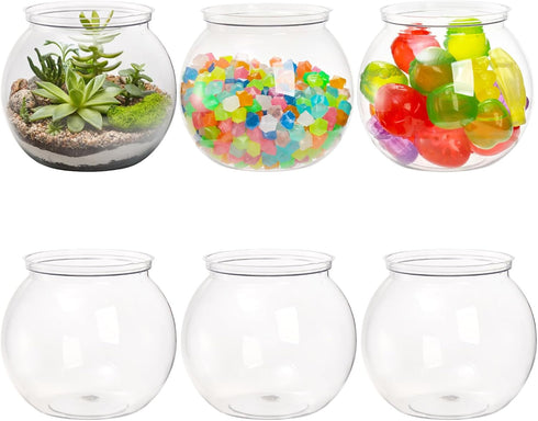 Okllen 6 Pack Mini Fish Bowl, 26 Oz Plastic Ivy Bowls, Unbreakable Bubble Ball Vases for Party Decor, Carnival Games, Candy, Table Centerpiece, BP...