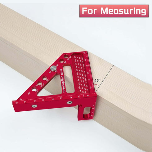Little World 3D Multi-Angle Measuring Ruler - 45/90 Degree Aluminum Alloy Woodworking Square Protractor, Drawing Line Ruler, Durable Aluminum Allo...