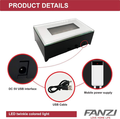 FANZI LED Rectangular Light Display Base for Crystals Glass Art Light Display Stand 3D LED Light Ornament Lamp - Black...