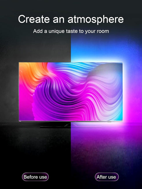 TV Backlights, 13.1FT LED Lights for 32-65 Inch TV, RGB TV LED Lights Behind, Music Sync Bluetooth APP and Remote Control TV LED Strip Lights USB ...