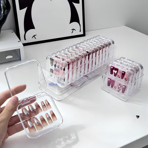 15PCS Press On Nail Packaging Boxes with Big Storage Containers Boxes Hinged Lid and Rectangle for Bracelet Making DIY Jewelry Badge Craft Nail St...