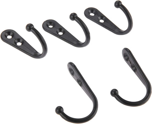 Yetaha 20PCS Wall Mounted Hooks with 40 Screws, Double Holes Hooks Towel Robe Hat Coat Hook for Kitchen Bedroom Bathroom, Black...