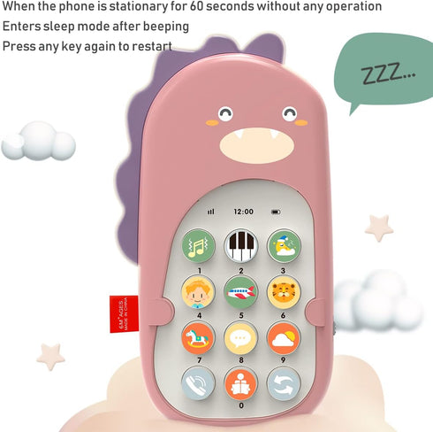 Baby Cell Phone Toy with Early Education & Music, Learning Educational dinosaur fake phone fun for kids, Sensory Toys for Toddlers Kids Boys and G...