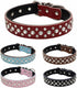 Rhinestones Dog Collar, Adjustable Sparkly Crystal Studded Genuine Leather Pet Dog Collar for Small and Medium Dogs (S, Brown)...