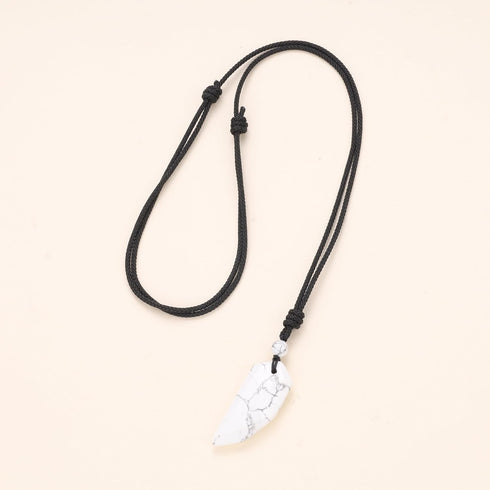 COAI Obsidian Howlite Wolf Tooth Yin Yang Couples Pendant Necklaces...