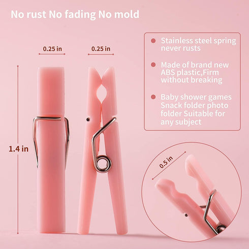 60PCS Baby Shower Clothespin Games Girl Plastic Mini Clothes Pins 1.4 inch for Party Decorations,DIY Crafts (Pink)...