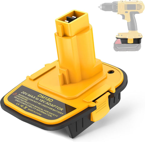 1 pack DM18D Battery Adapter Converter with USB Port for Dewalt 18V Tools, Converts Dewalt 20V Li-ion or Milwaukee M18 18V Li-ion Battery to Dewal...