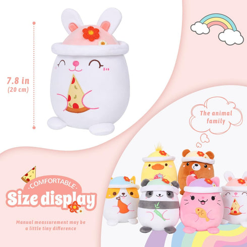 AIXINI Cute Rabbit Plush Pillow 8" Bunny Stuffed Animal, Soft Kawaii Rabbit Plushie with Hat Outfit Costume Gift for Kids...