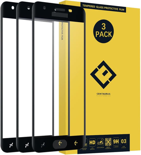 CENTAURUS Galaxy J7 2018 Screen Protector-(3 Pack) Ultra-Thin Full Coverage Black Tempered Glass Protective Film Compatible with Samsung Galaxy J7...
