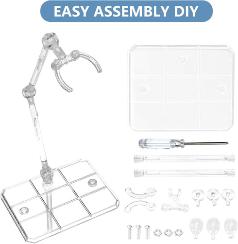 Action Figure Stand, 2PCS Assembly Action Figure Display Holder Base Doll Model Support Stand Compatible with HG RG SD SHF Gundam 1/144 Toy (Trans...