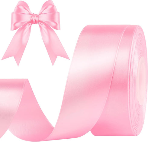 1-1/2 Inches Satin Ribbon, 50 Yards Solid Fabric Ribbon for Flower Bouquet Gift Wrapping Crafts Wedding Party Home Decoration (Pink)...