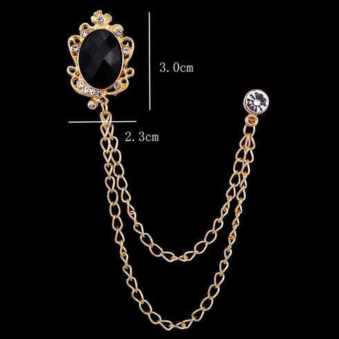 Huture 2 Packs Men's Gem Brooch Lapel Pin Badge Hanging Chains Collar Brooches Pin for Career Suit Tuxedo of Shirts Tie Hat Scarf for Boyfriend Fa...
