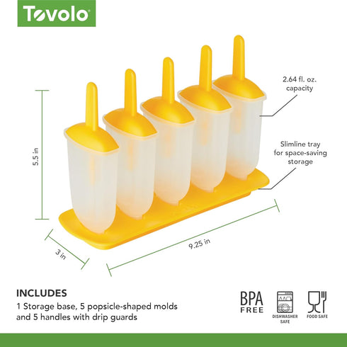 Tovolo Popsicle Molds with Sticks (5-Pack, Classic) - Reusable Ice Pop Molds & Sticks for Homemade Flavored Ice Pops & Frozen Snacks - Popsicle Ma...