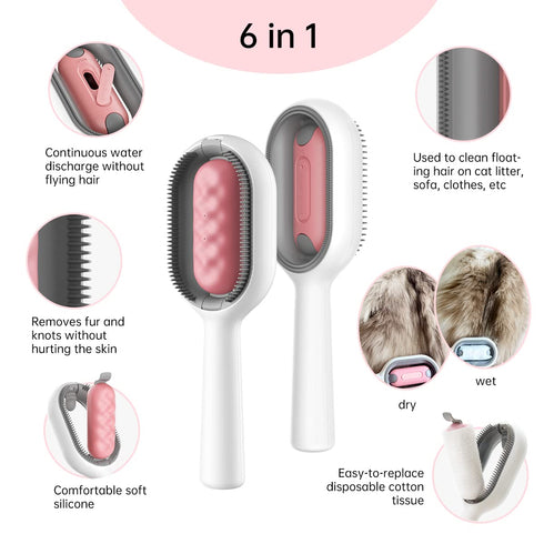 Cat Brush with Water Tank Pet Hair Removal Comb Slicker Brushes for Dogs Cats Grooming Tool Removes Loose Undercoat Mats Tangled Hair Brush for Pe...
