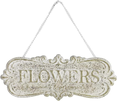 All Chic Metal Garden Sign Hanging Flower Sign Yard Sign Garden Decor Sign Door Hanger Metal Garden Decor Rustic Farmhouse Backyard Outdoor Wall D...