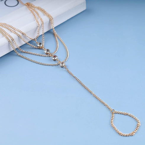 Boho Layered Crystal Barefoot Sandals Chain Gold Rhinestone Toe Ring Anklet Bracelet Vintage Crystal Cz Anklet Bracelet Bling Cz Foot Chain Jewelr...