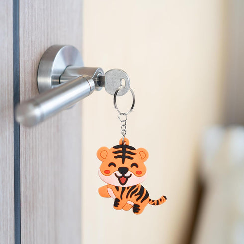 40 Pack Cute Smile Tiger Keychains for Wild Animal Party Favors, Safari Animal Party Favors, Baby Shower Return Gifts...