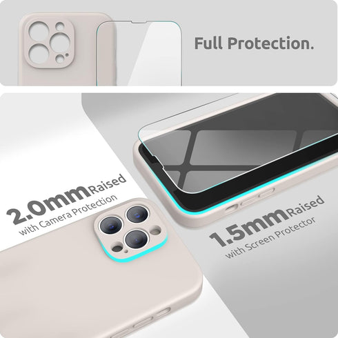 SURPHY Compatible with iPhone 13 Pro Case with Screen Protector, (Camera Protection + Soft Microfiber Lining) Liquid Silicone Phone Case 6.1 inch ...