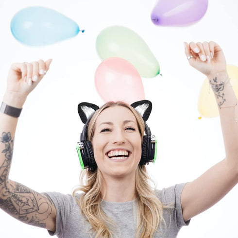 RUKUHOT Cute Cat Ears Headphone Attachment,Adjustable Design Fit for Logitech G PRO HypreX Cloud/Cloud Flight Headphones and More,Cosplay Kitten E...