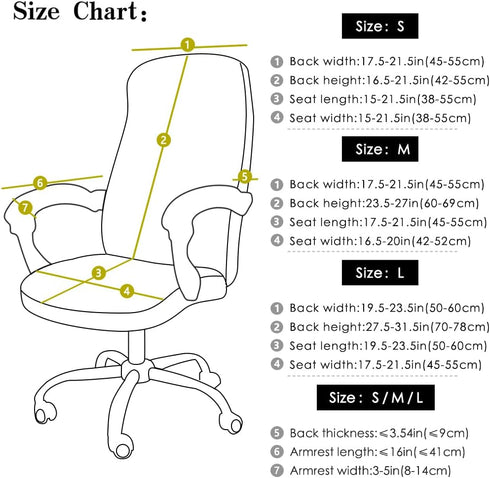 FORCHEER Office Chair Cover Water Repellent Jacquard Armrest Swivel Chair Slipcovers Removable Stretch Universal Computer Chair Cover M with Chair...