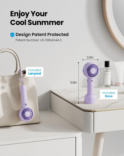Gaiatop Mini Portable Fan, Powerful Handheld Fan, Cute Design 3 Speed Personal Small Desk Fan with Base, Lightweight Makeup USB Rechargeable Fan f...